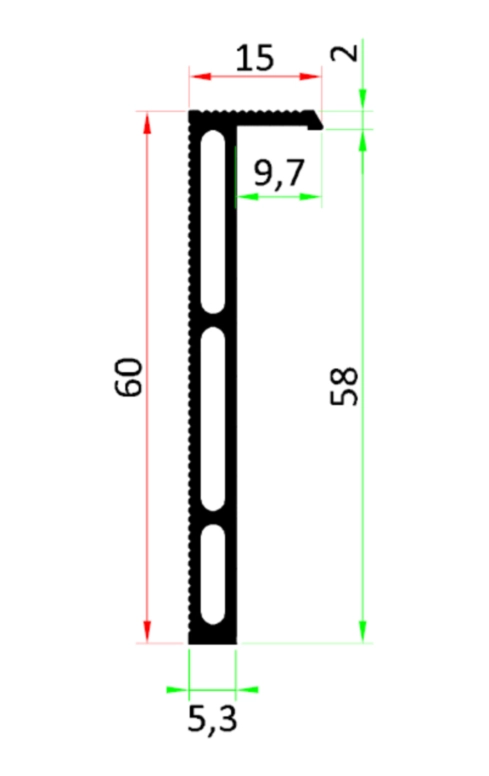 פרופיל 2000X60ממ לקיר בלוק