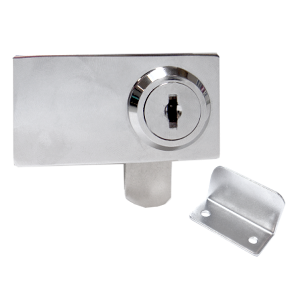 מנעול ל 2 דלתות זכוכית כרום