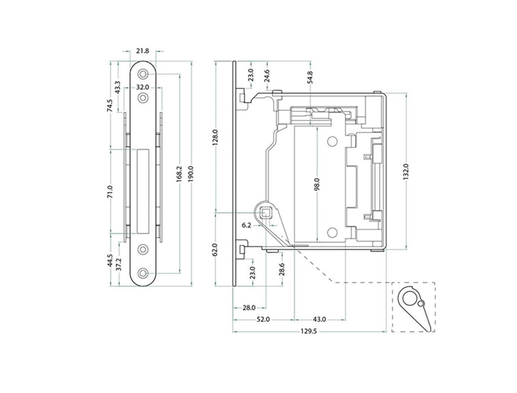 מנעול וידית סמויים לדלת קו אפס לידית נעילה מהצד הפנימי