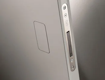 מנעול וידית סמויים לדלת קו אפס לידית נעילה מהצד הפנימי לבן