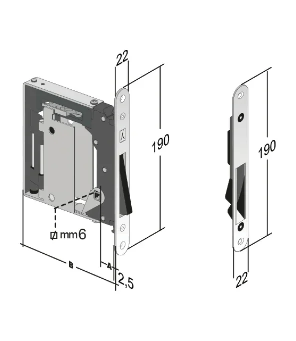 מנעול WC 937 B-NO-HA+נגדי G992, כרום מט
