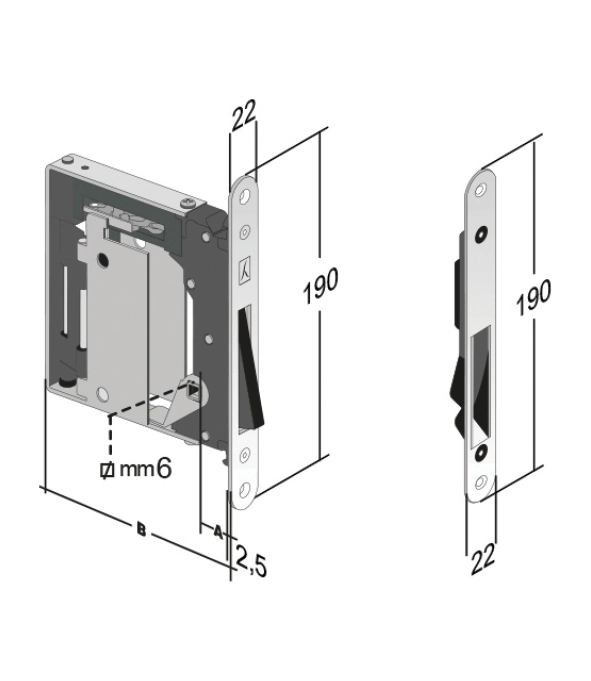מנעול WC 937 B-NO-HA+נגדי G992, כרום מט