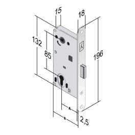 מנעול מגנטי לצילינדר B40 כרום סאטן 196X18ממ