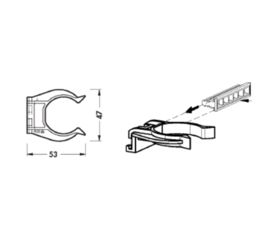 תופסן אומגה לרגל 70 ממ לסוקל עץ/פלסטיק