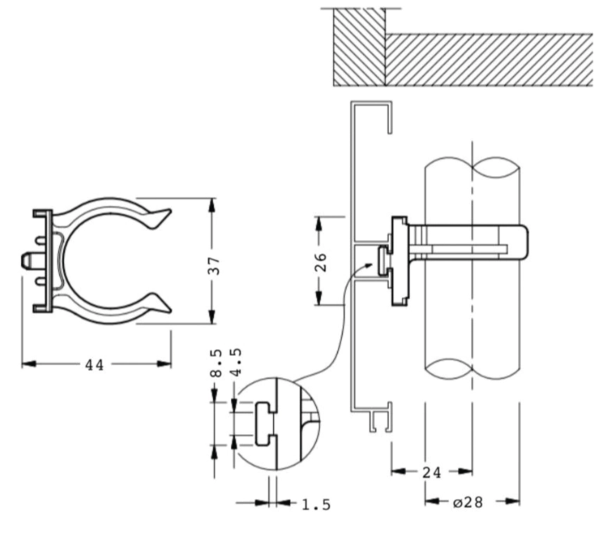 תופסן אומגה לצוקל פלסטיק