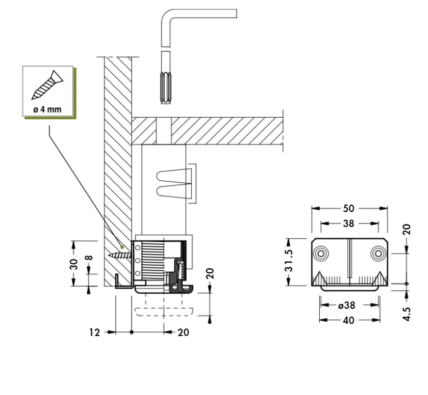 רגלית כוונון (עד 20ממ) מתכתית נעיצה