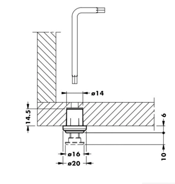 רגלית כוונון ABS לקדח 14ממ