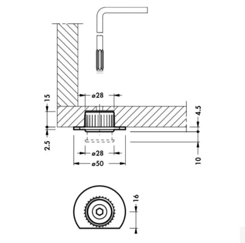 רגלית כוונון מתכתית ללוח 18ממ למשקל כבד