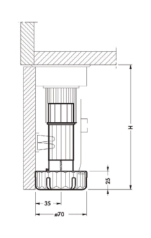 רגלית פלסטיק 70ממ גובה 10סמ