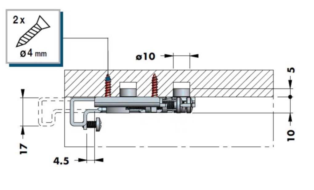 מתלה 801 ליח עליונה גלוי מתכת ונעילה ימין