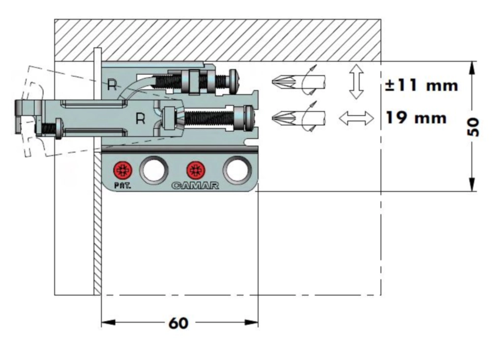 מתלה 801 ליח עליונה גלוי מתכת ונעילה שמאל