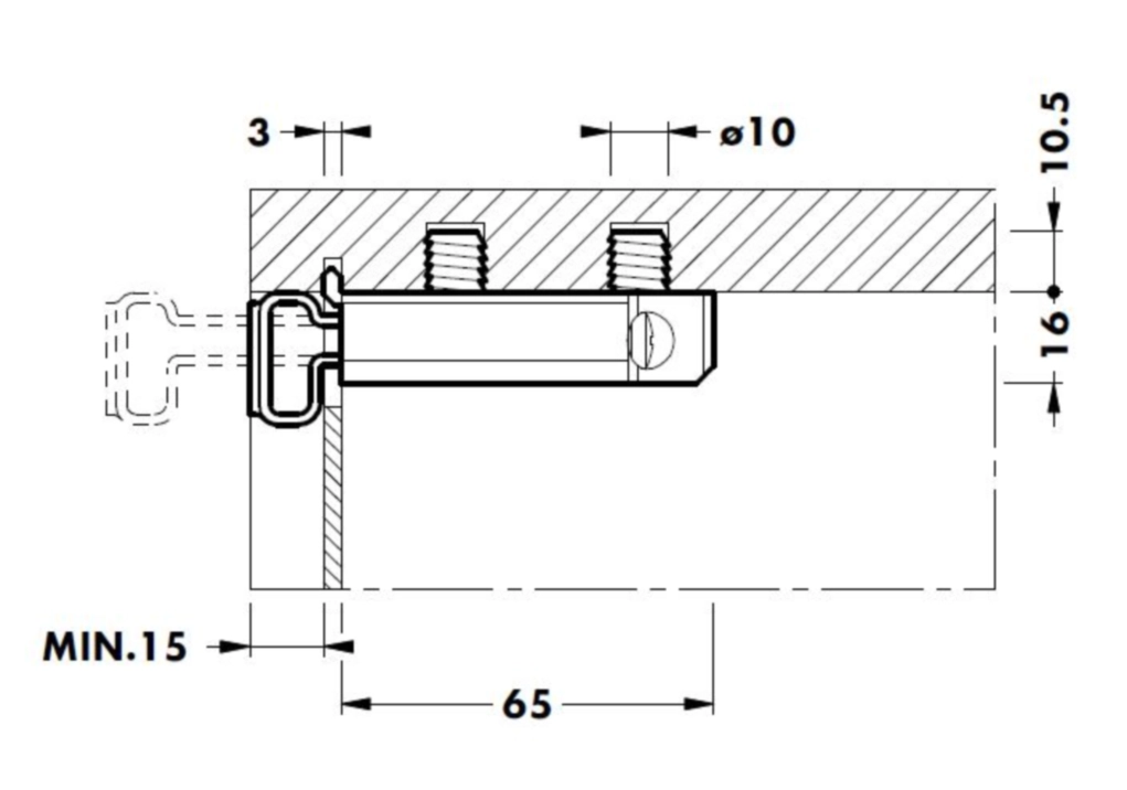 מתלה 806 ליח עליונה גלוי פלסטיק חיבור בלחיצה שמאל