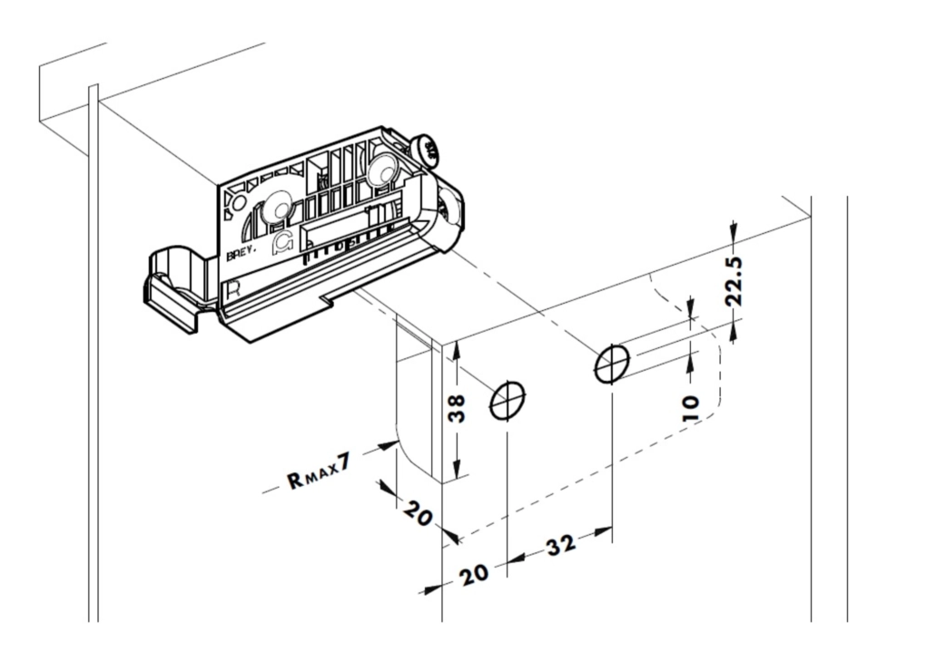 מתלה 806 ליח עליונה גלוי פלסטיק חיבור בלחיצה שמאל