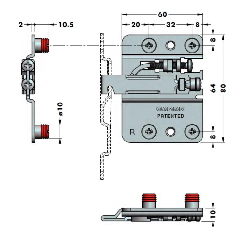 מתלה 807 ליח עליונה ותחתונה גלוי מתכת ונעילה שמאל