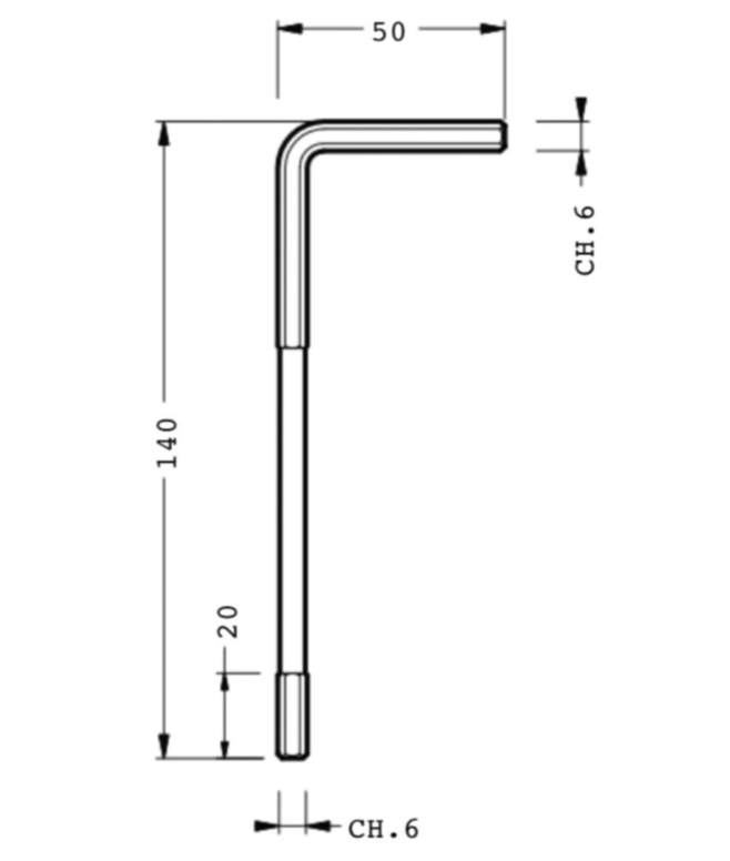 מפתח אלן לכיונון רגלית נעיצה דגם 3000