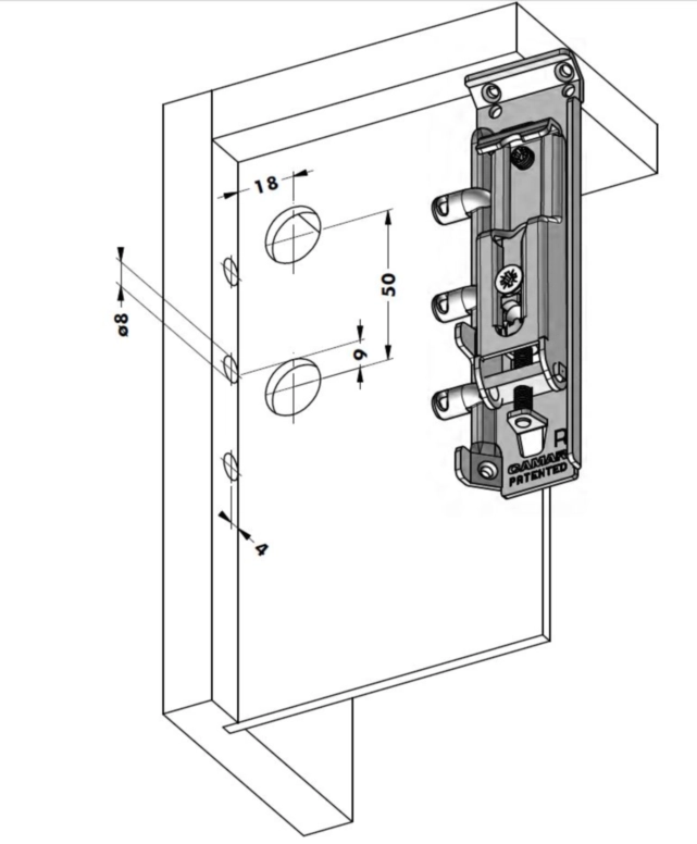 מתלה 817 ליח עליונה סמוי מתכת ונעילה כיוון 3D שמאל (PU100)