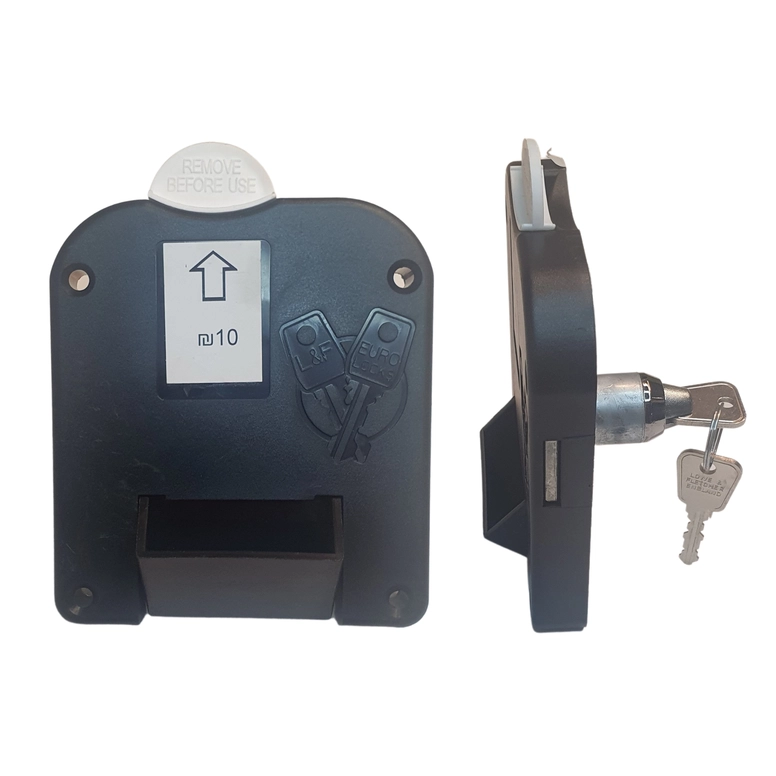 מנעול ללוקר מופעל על ידי מטבע של עשרה שקלים