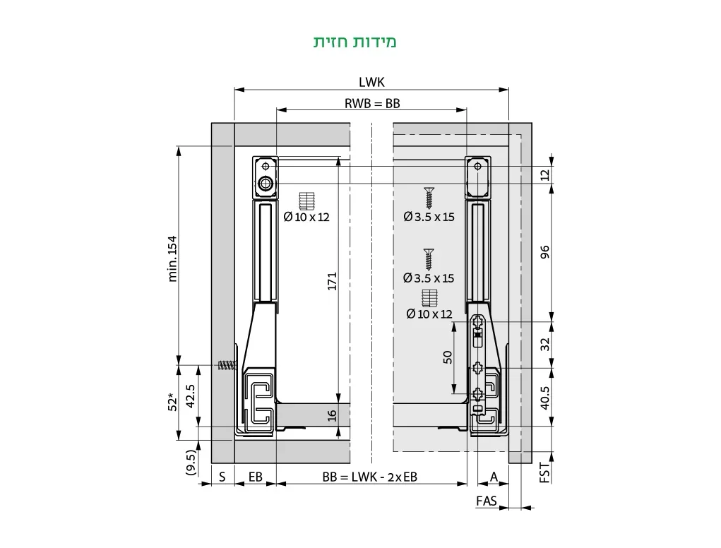הגבהה זכוכית שקוף וואן 40סמ 392X66X8ממ