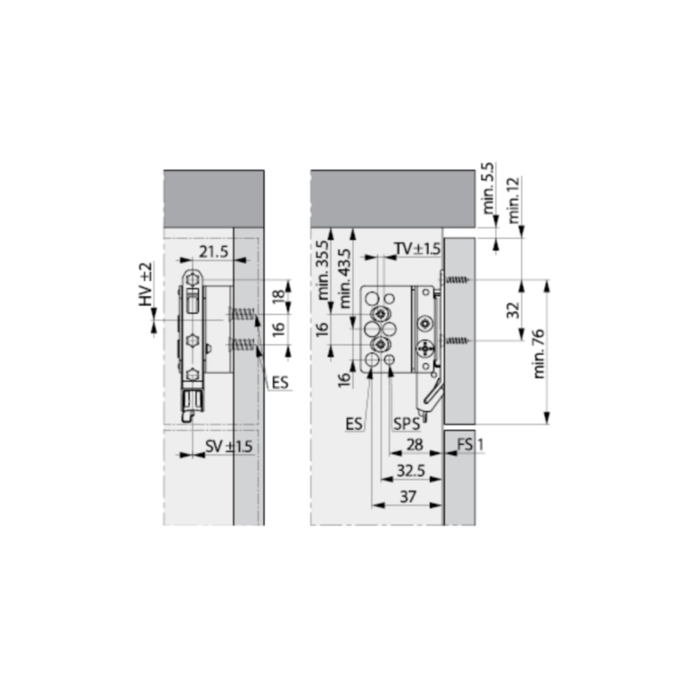 סוגר קליפ און נסתר לחזית עליונה לכיור (PU50)