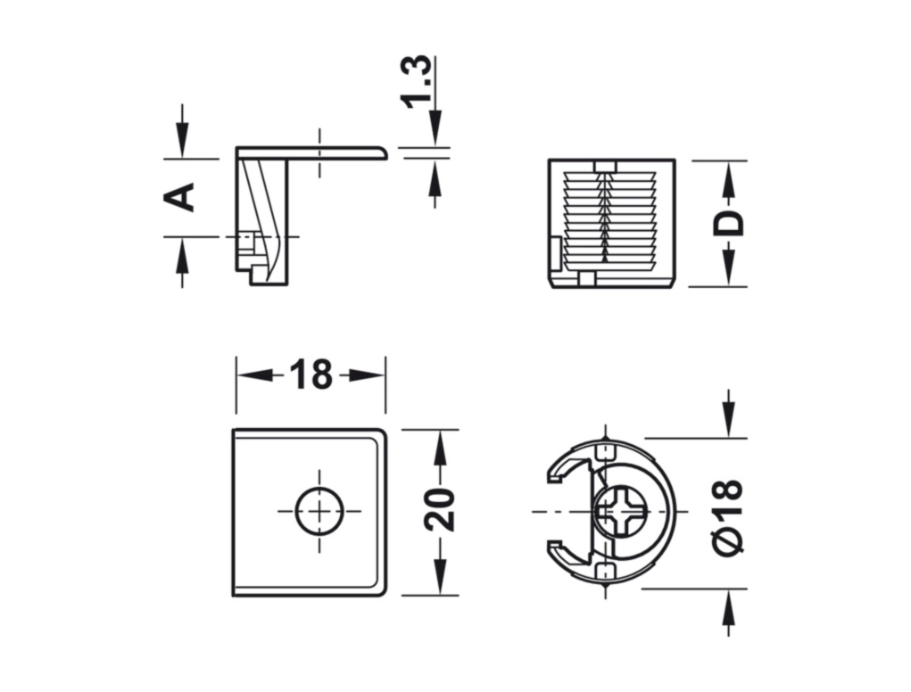 מארז 100 מחבר מתכת ללוח 16 ממ
