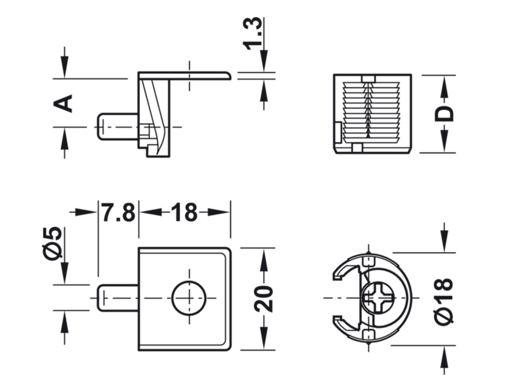 מארז 100 מחבר מתכת ללוח 16 ממ