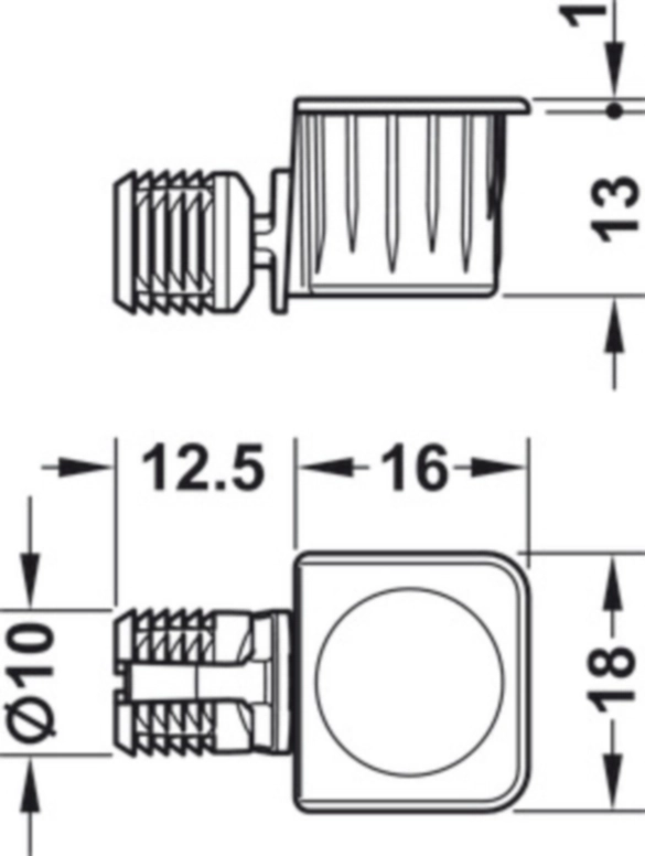 מחבר מהיר,קידוח 15 מ"מ,עובי לוח 18 ממ-גימור ניקל