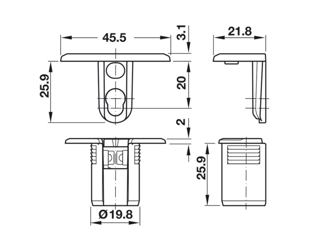 מארז 100 נושא למדף יורו 40-60 קידוח 20 ממ