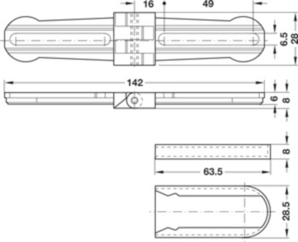 מחבר כללי מחבר מתכונן שחור 45 עד 270 מעלות 2 צירם 4 כיסוים