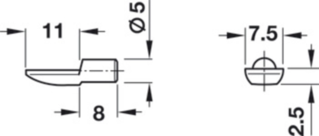 תומך מדף גימור פליז לחור 5ממ למדף עץ
