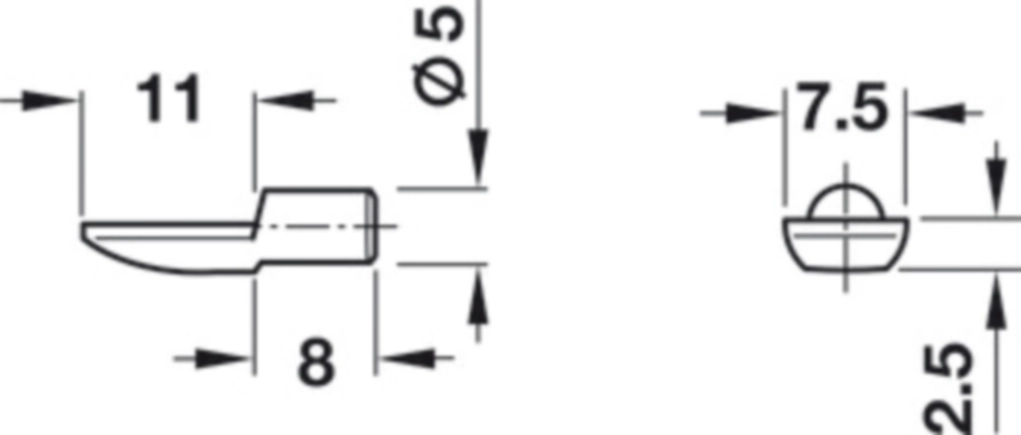 תומך מדף גימור ניקל לחור 5ממ למדף עץ