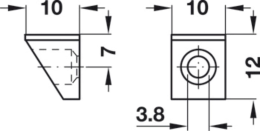תומך מדף מרובע גימור ניקל עם פלסטיק לחור 5ממ למדף עץ/זכוכית