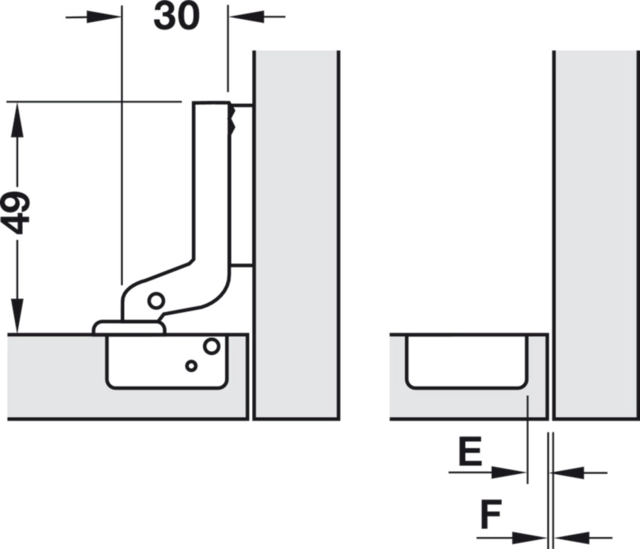 ציר מיני פנימי לעובי דלת 12-22 מ"מ, PU50