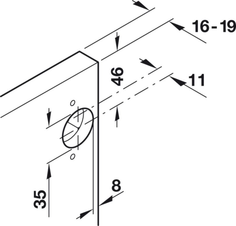 זוג צירים לדלת פתיחה והכנסה קוטר 35