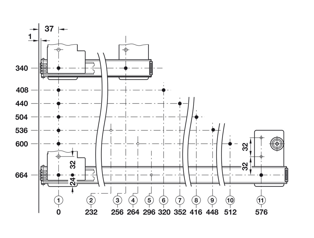 מנגנון פתיחה והכנסה 664ממ סנכרוני SLIDO F