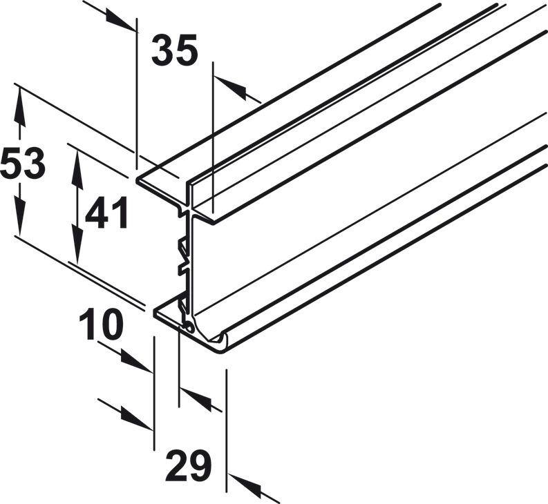 מסילה עליונה 5000ממ למערכת מתקפלת SLIDO FOLD 70A