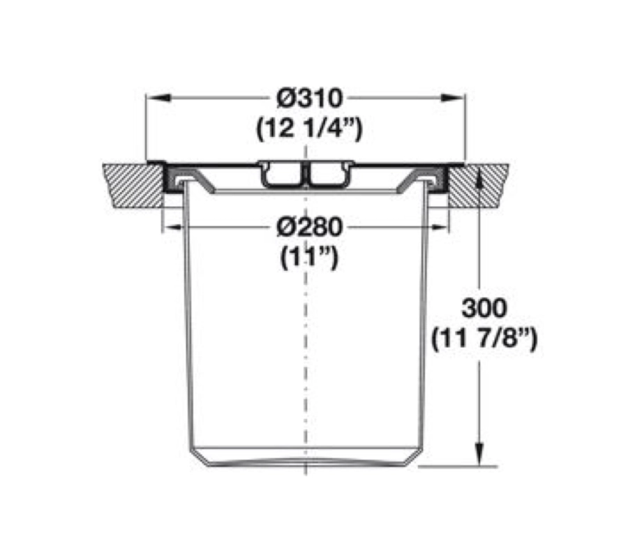 פח אשפה מובנה 11 ליטר קוטר 310ממ