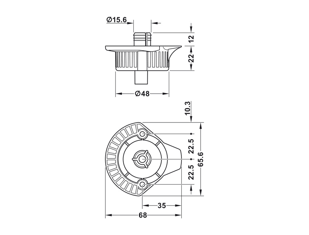 בסיס עגול לרגלית AXILO 48 חיבור שתילה