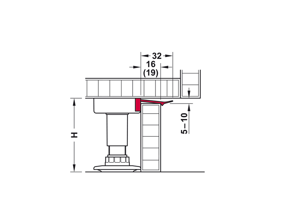 מחבר עליון בין צוקל 16ממ לבסיס משולש AXILO