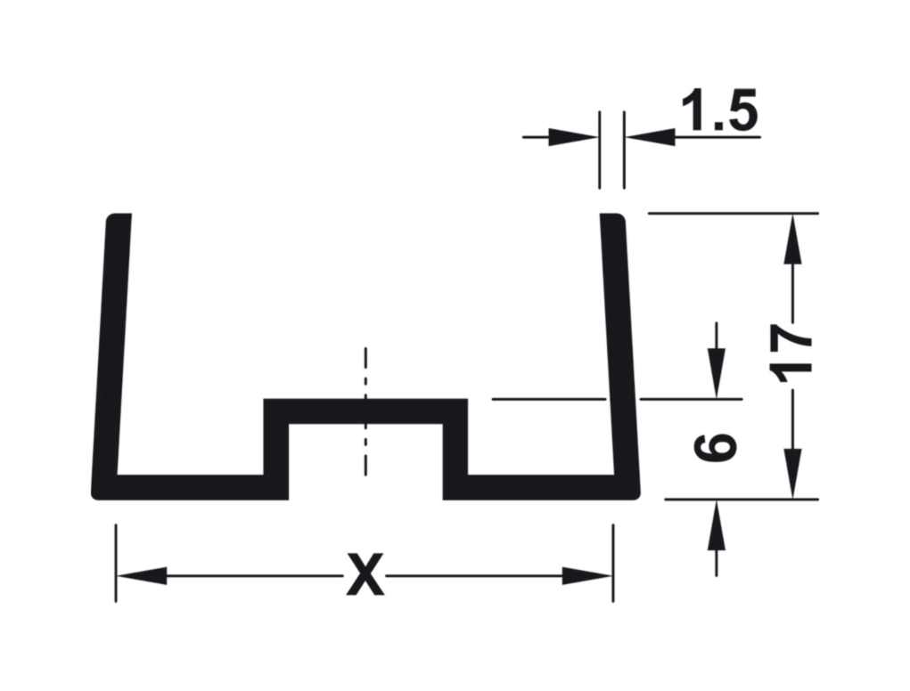 פרופיל הגנה לדופן ארון, רוחב 18-19 מ"מ