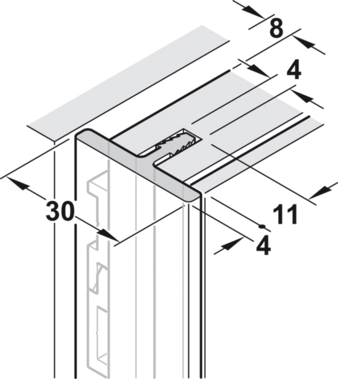 פרופיל מסגרת 2000X30 EILOXממ תואם פרופיל תליה H783530