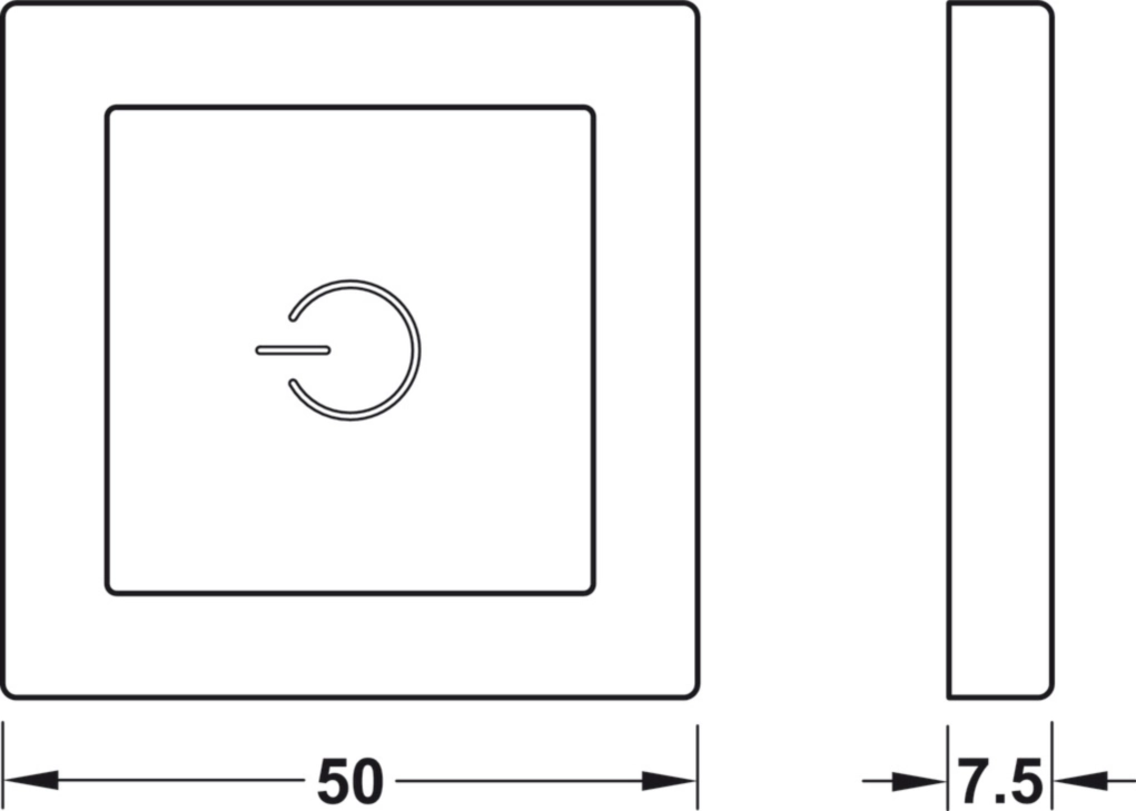 מפסק טאצ' עם דימר מרובע אפור להתקנה חיצונית