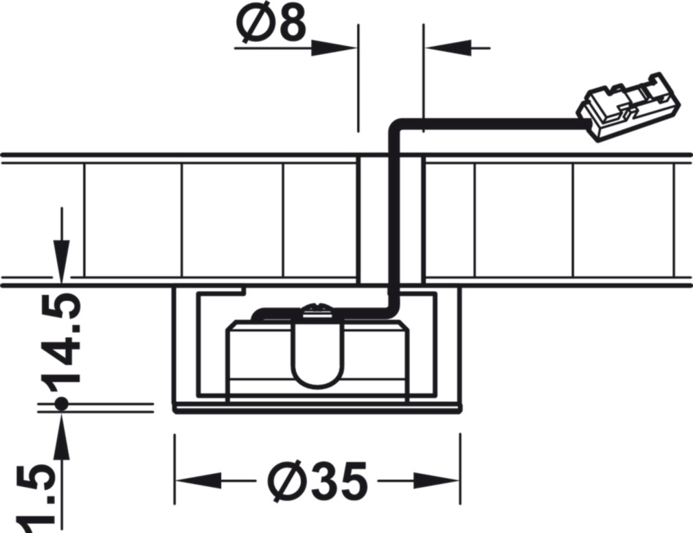 ספוט עגול לקדח 26ממ מתכתי אור לבן