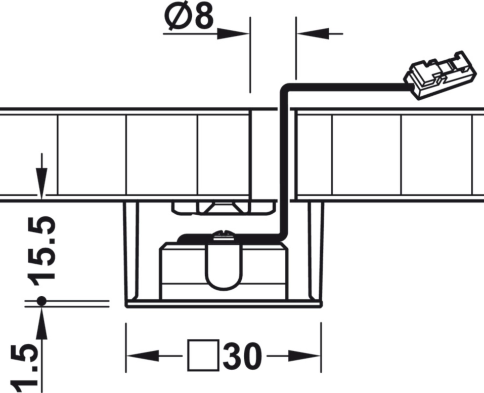 ספוט מרובע לקדח 26ממ מתכתי אור לבן