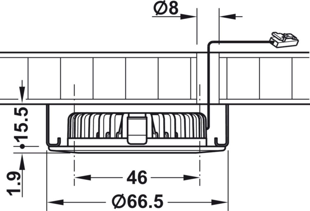ספוט עגול לקדח 55ממ שחור אור לבן
