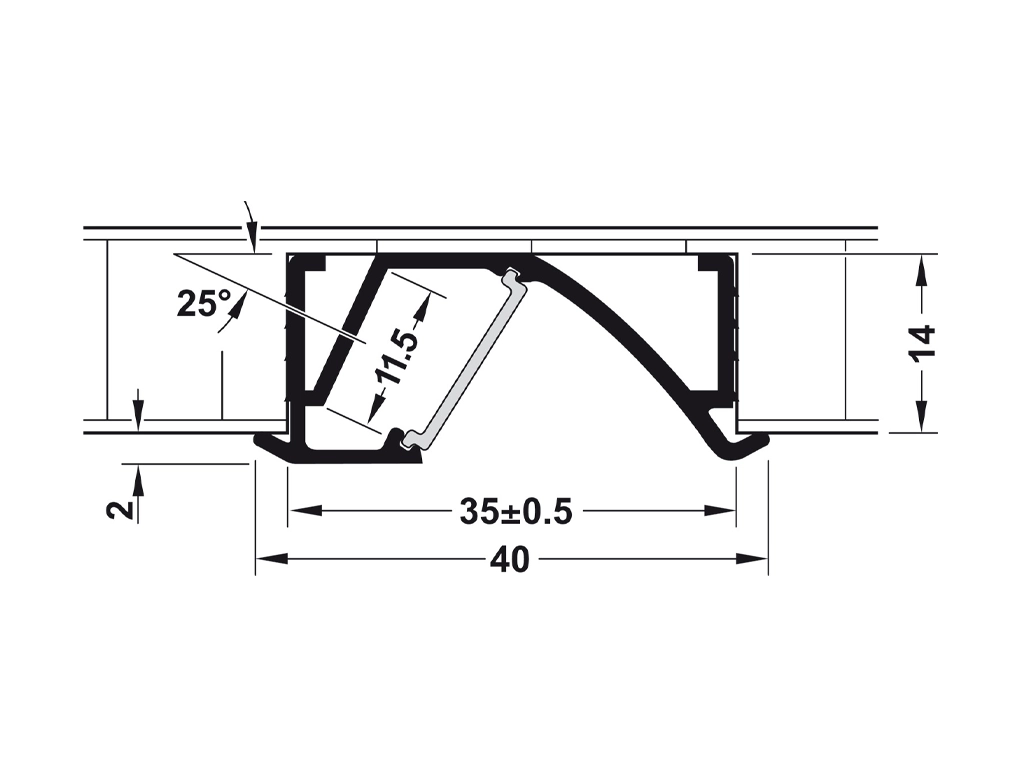 פרופיל תאורה שקוע אלכסוני 2.5 מ' H83374845