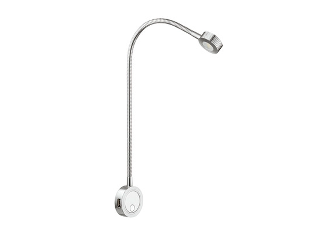 מנורה מתכווננת עם USB מובנה כרום