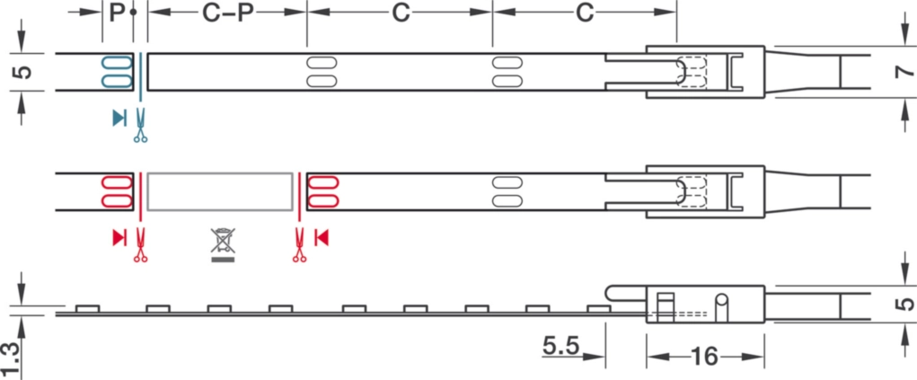 גליל לד 5ממ 5X5000ממ צהוב חם 12V 3000K