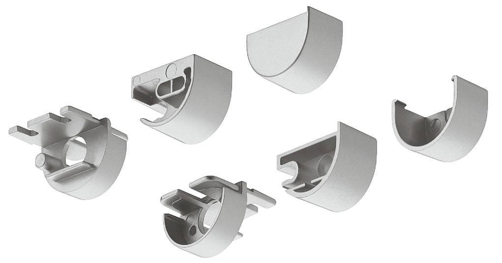 סט 6 סיומות לפרופיל אביב תאורה מעוגל לארון\מגירה כסוף