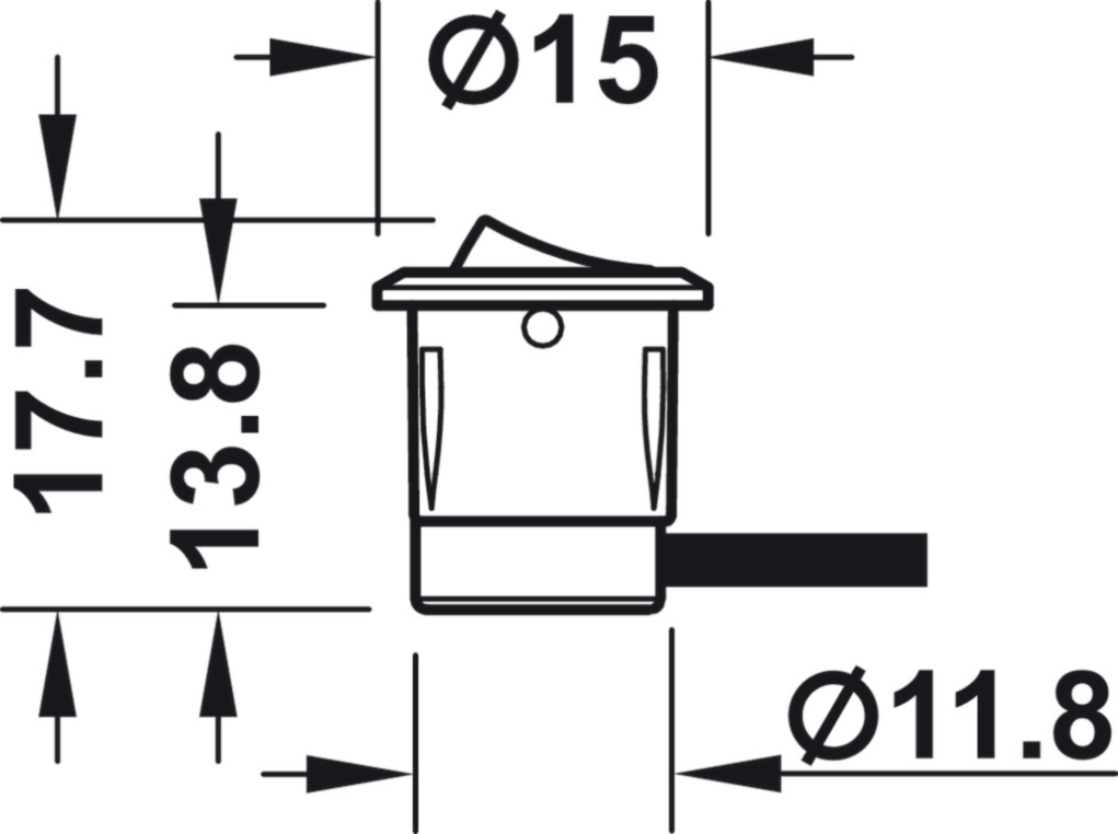 מפסק לחיצה ידני שחור לקדח 11.8ממ