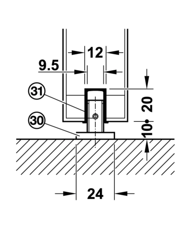 פרופיל 2000ממ למוביל להתקנה בתחתית הדלת